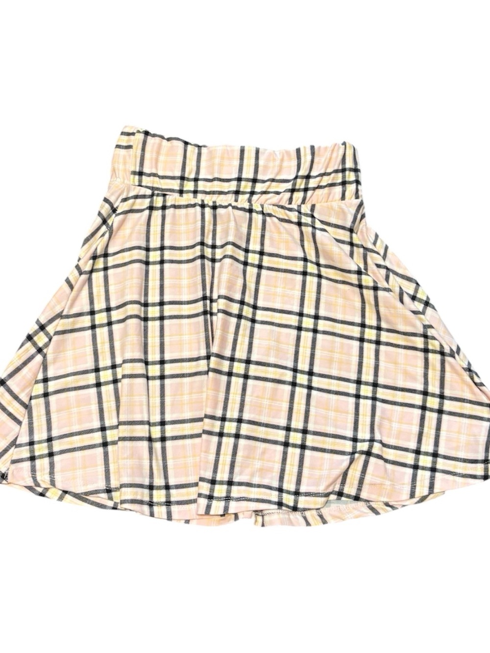 Rue21 Pink Plaid Skater Skirt with Black & Cream Lines